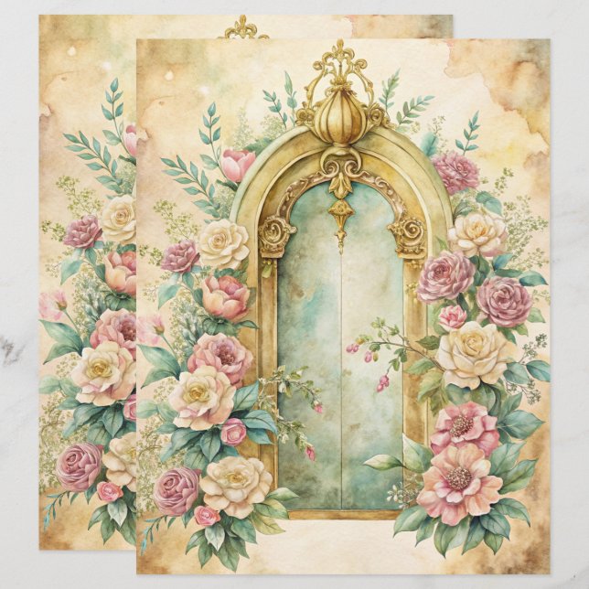 Papel de Scrapbook de Chique Azul (Frente/Verso)