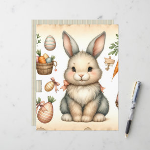 Papel de Scrapbook de Coelhos de Páscoa em Aquarel