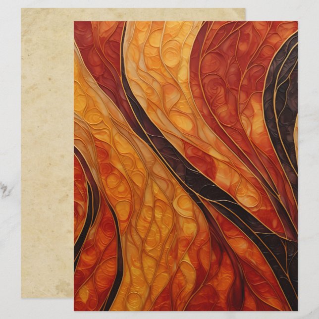 Papel de Scrapbook de Colunas de outono de abstrat (Frente/Verso)