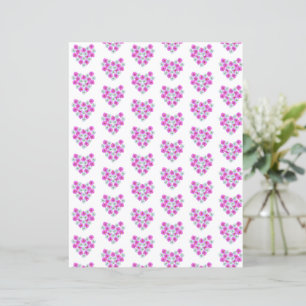 Papel de Scrapbook de Corações Florais Rosa e Bran