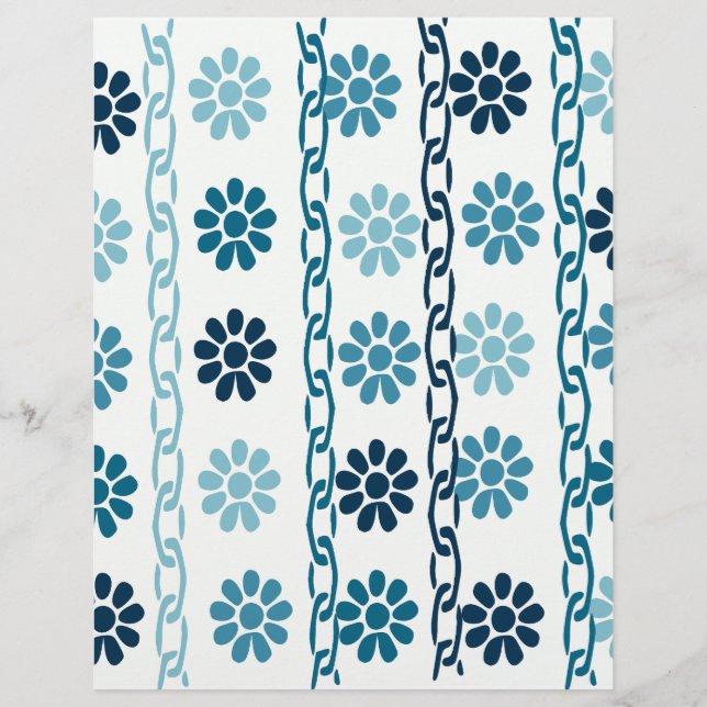 papel de scrapbook de corrente floral azul (Frente)