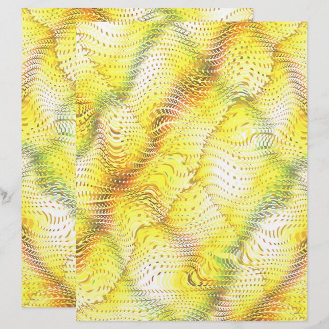 Papel de Scrapbook de Couro de Cobra Falso Amarelo (Frente/Verso)