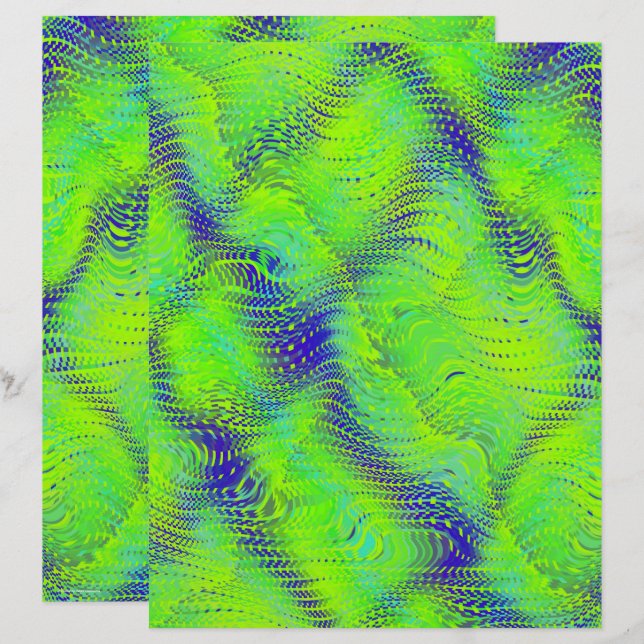 Papel de Scrapbook de Couro de Cobra Falso Verde P (Frente/Verso)