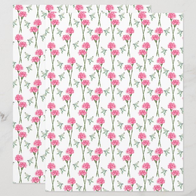 Papel de Scrapbook de Cravos (Frente/Verso)