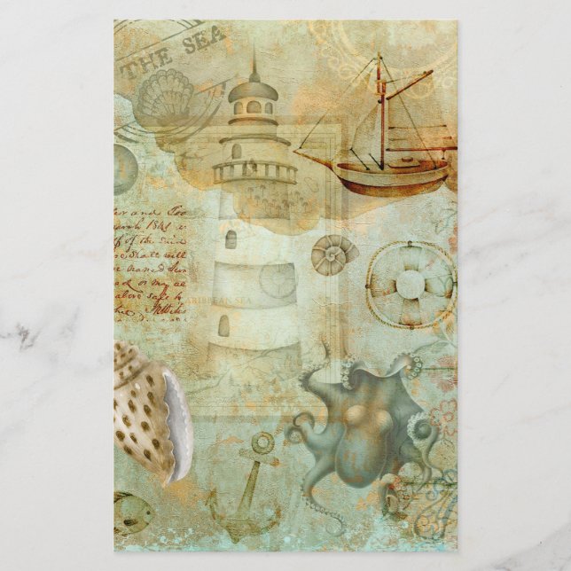 Papel de scrapbook de decoupage de vida oceânica v (Frente)