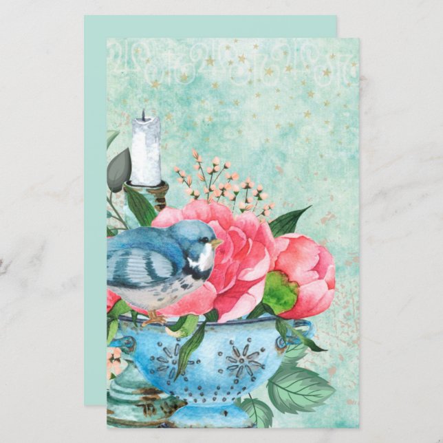 Papel de scrapbook de decoupagem de aquarela de pá (Frente/Verso)