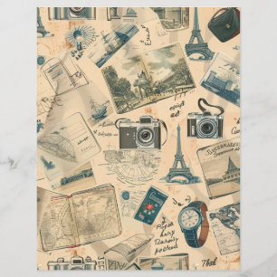 Papel de Scrapbook de Destino de Viagem Vintage Pa