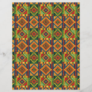 Papel de scrapbook de dupla face com padrão Kente