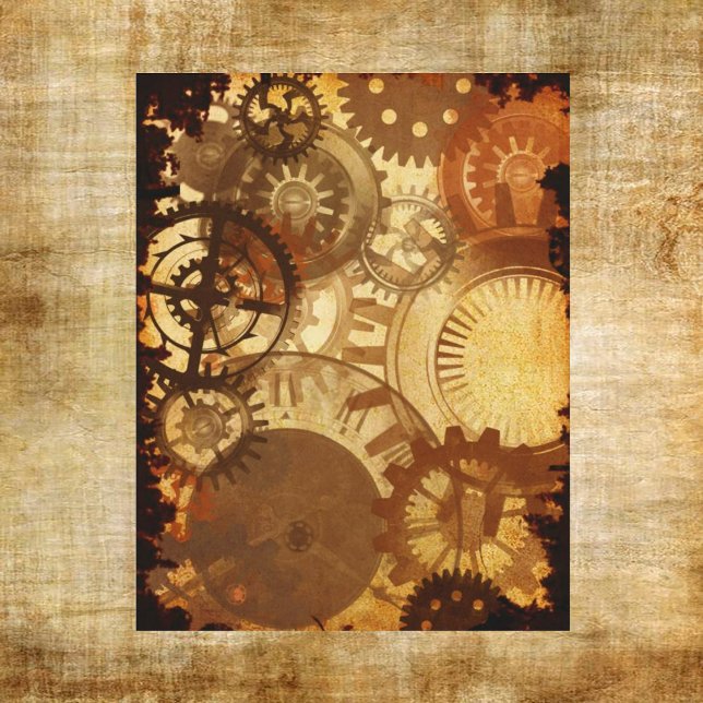 Papel de Scrapbook de Engrenagens Steampunk (Criador carregado)