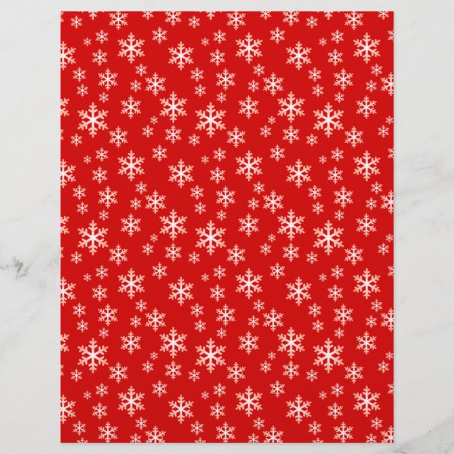 Papel de scrapbook de floco de neve vermelho-branc (Frente)