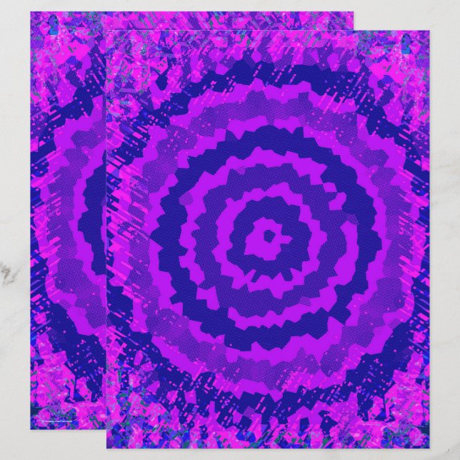 Papel de Scrapbook de Flor Abstrata Roxa 2 Lados P (Frente/Verso)