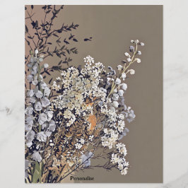 Papel de Scrapbook de Folhagem de Flores Secas