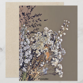 Papel de Scrapbook de Folhagem de Flores Secas