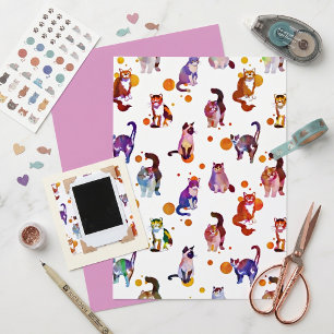 Papel de scrapbook de gatos coloridos