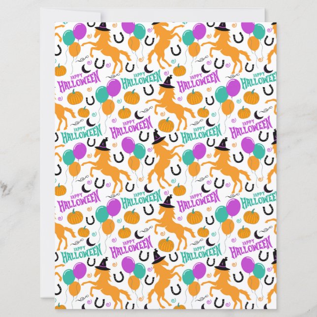 Papel de Scrapbook de Halloween de Cavalo (Frente)
