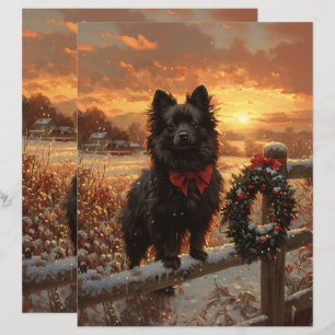 Papel de Scrapbook de Inverno Rústico com Cachorro