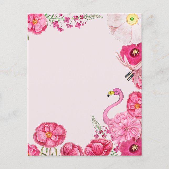 Papel de scrapbook de jardim de flamingo, rosa, ex (Frente)