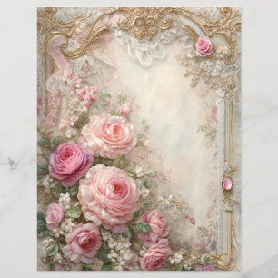Papel de Scrapbook de Jornal Velho Rosas Cor-de-Ro