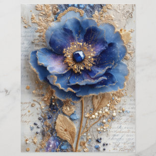 Papel de Scrapbook de Jornalzinho de Lixo Flor Azu