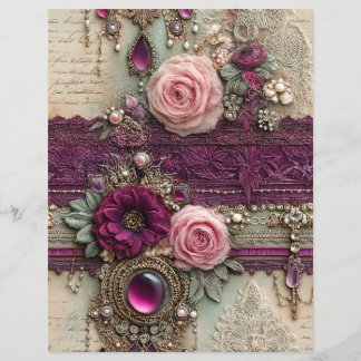Papel de Scrapbook de Jornalzinho Vintage Rosa Rox