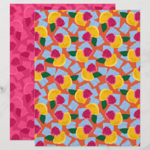 Papel de Scrapbook de Limonada de Framboesa Gelada