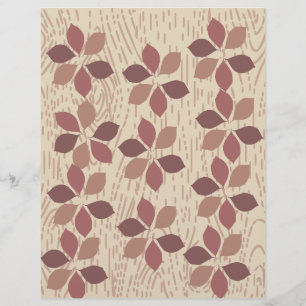 Papel de Scrapbook de Madeira Marrom e Folhas: