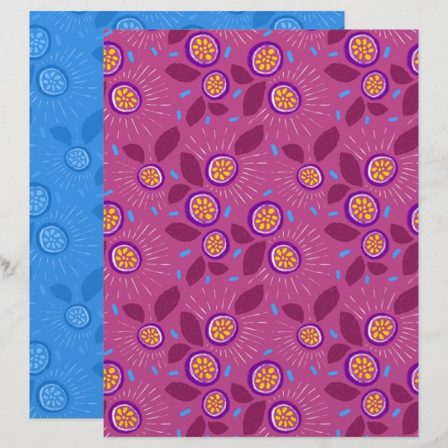 Papel de Scrapbook de Maracujá (Frente/Verso)