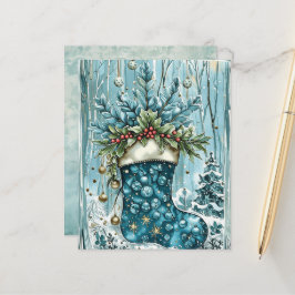 Papel de Scrapbook de Meia de Natal Azul