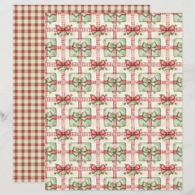 Papel de Scrapbook de Natal Antigo (Frente/Verso)