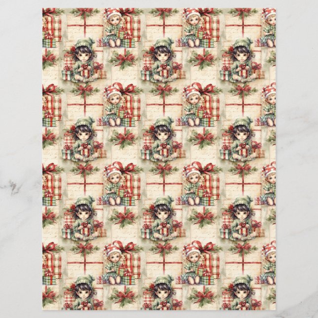 Papel de Scrapbook de Natal Antigo (Frente)