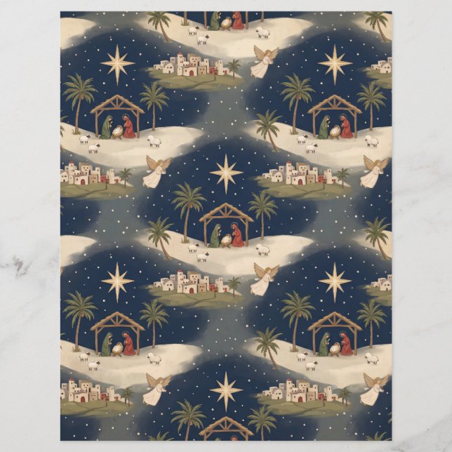 Papel de Scrapbook de Natal da Natividade de Belém (Frente)