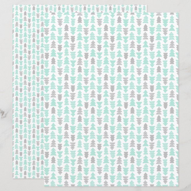 Papel de scrapbook de Natal para Cinzas mintas e l (Frente/Verso)