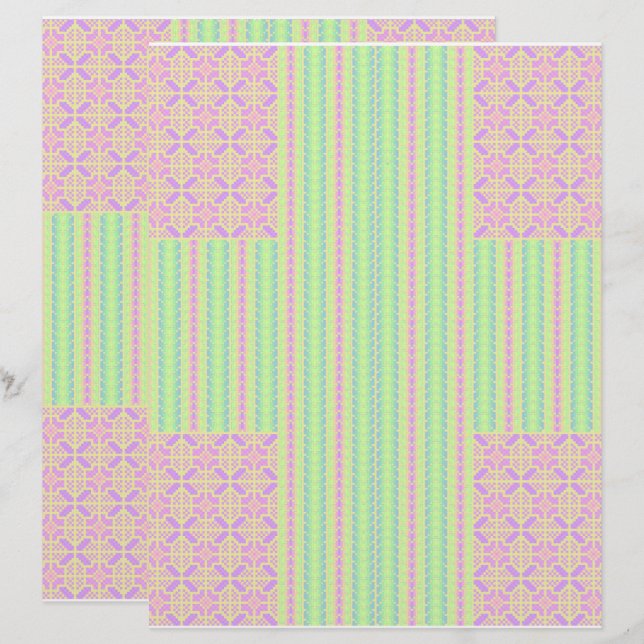 Papel de Scrapbook de Natal Páscoa Cruz Pastel 2 L (Frente/Verso)