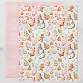 Papel de Scrapbook de Natal Rosa Pastel Fofo