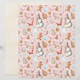 Papel de Scrapbook de Natal Rosa Pastel Fofo