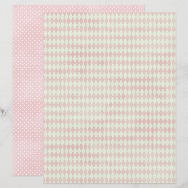 Papel de Scrapbook de Natal Rosa Pastel Fofo (Frente/Verso)