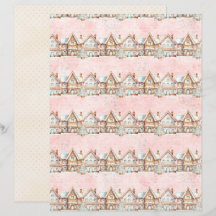 Papel de Scrapbook de Natal Rosa Pastel Fofo