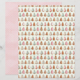 Papel de Scrapbook de Natal Rosa Pastel Fofo