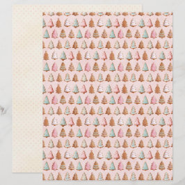 Papel de Scrapbook de Natal Rosa Pastel Fofo