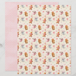 Papel de Scrapbook de Natal Rosa Pastel Fofo