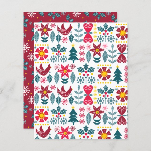 Papel de scrapbook de Natal Scandi, flocos de neve (Frente/Verso)