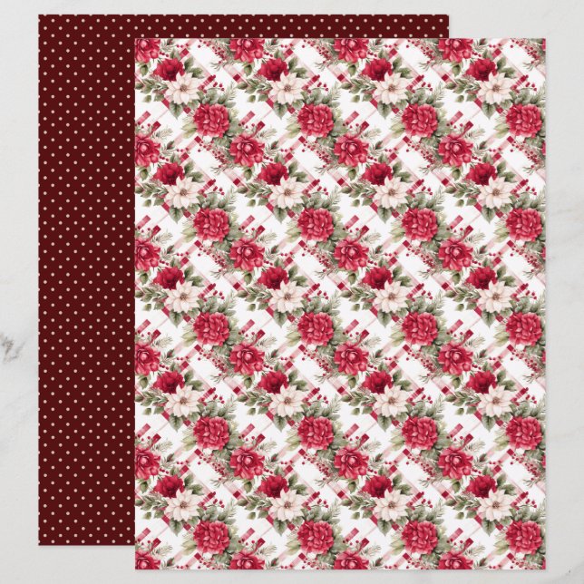 Papel de Scrapbook de Natal Vintage (Frente/Verso)