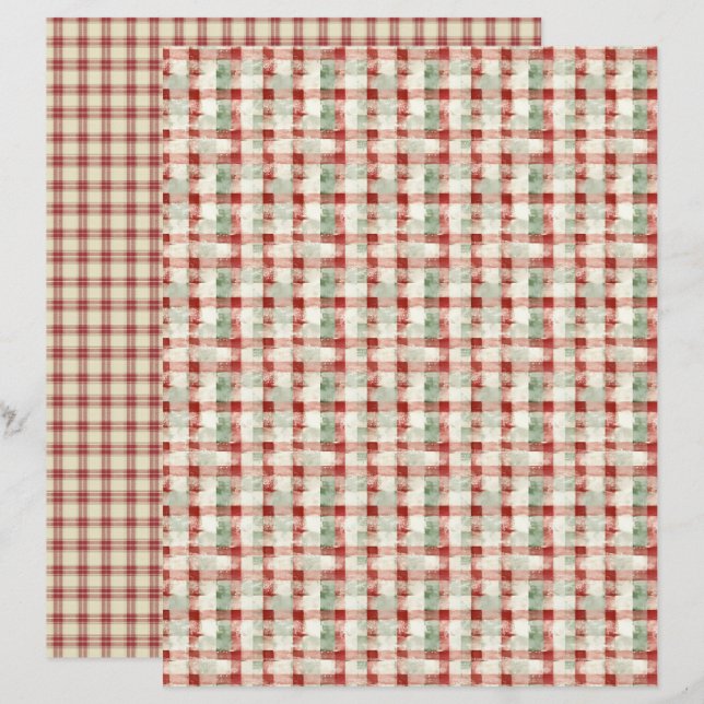 Papel de Scrapbook de Natal Vintage (Frente/Verso)