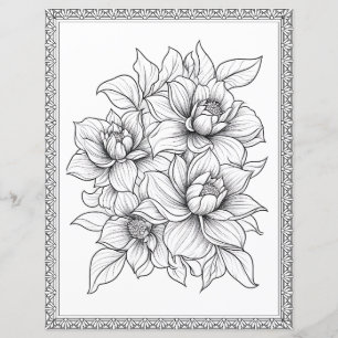 Papel de Scrapbook de Página para Colorir Floral B