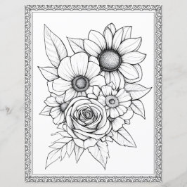Papel de Scrapbook de Página para Colorir Floral E
