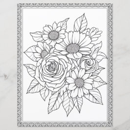 Papel de Scrapbook de Página para Colorir Floral E