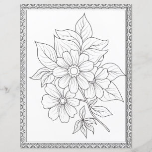Papel de Scrapbook de Página para Colorir Floral E