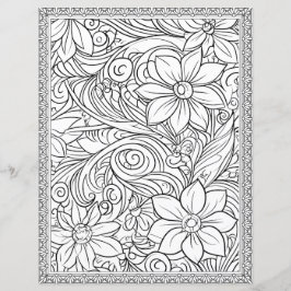 Papel de Scrapbook de Página para Colorir Floral E
