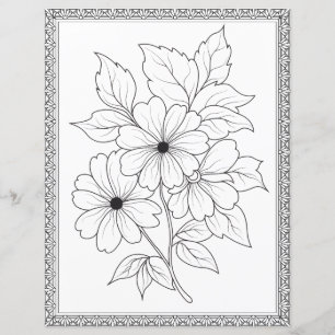 Papel de Scrapbook de Página para Colorir Floral E