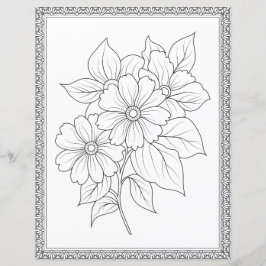 Papel de Scrapbook de Página para Colorir Floral E